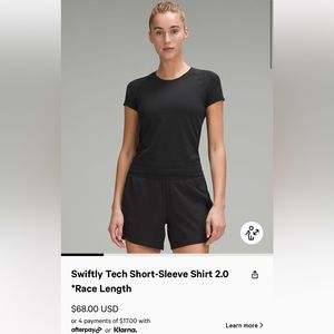 Lululemon Swiftly tech short sleeve